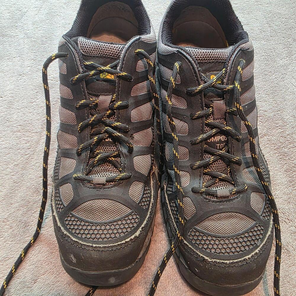 CAT Ergo Shoes Mens Size 8 Black Composite Toe Work Casual Lace Up Sneakers